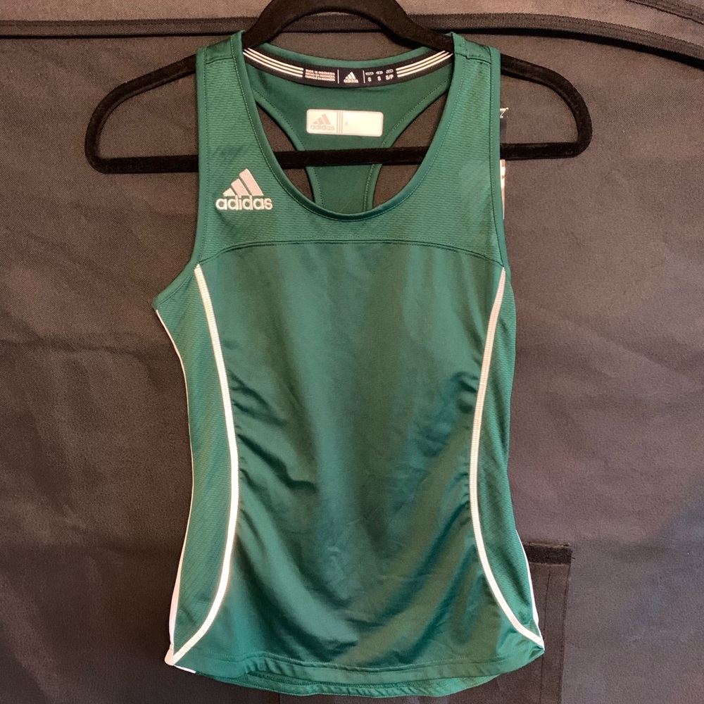 Adidas compression climacool running gym tank green MSRP $40 NWT small workout